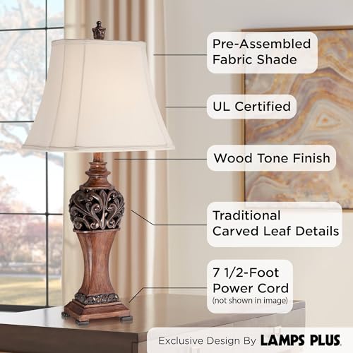 30" Tall Set of 2 Bronze Wood Table Lamps H5651