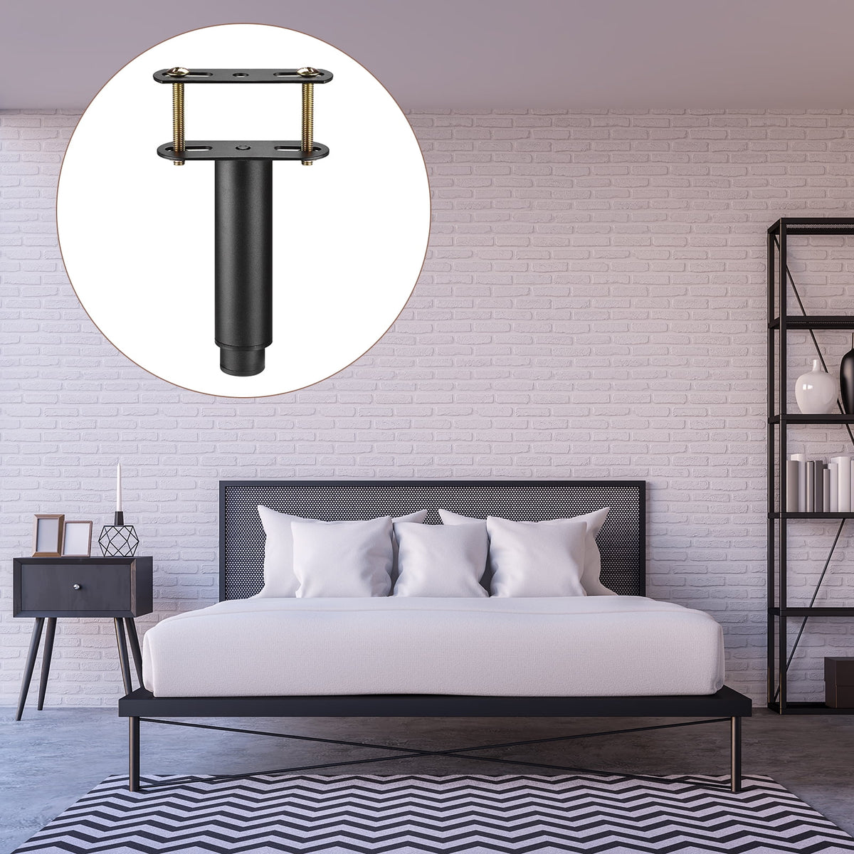 Adjustable Height Bed Frame Support Legs Black H33777