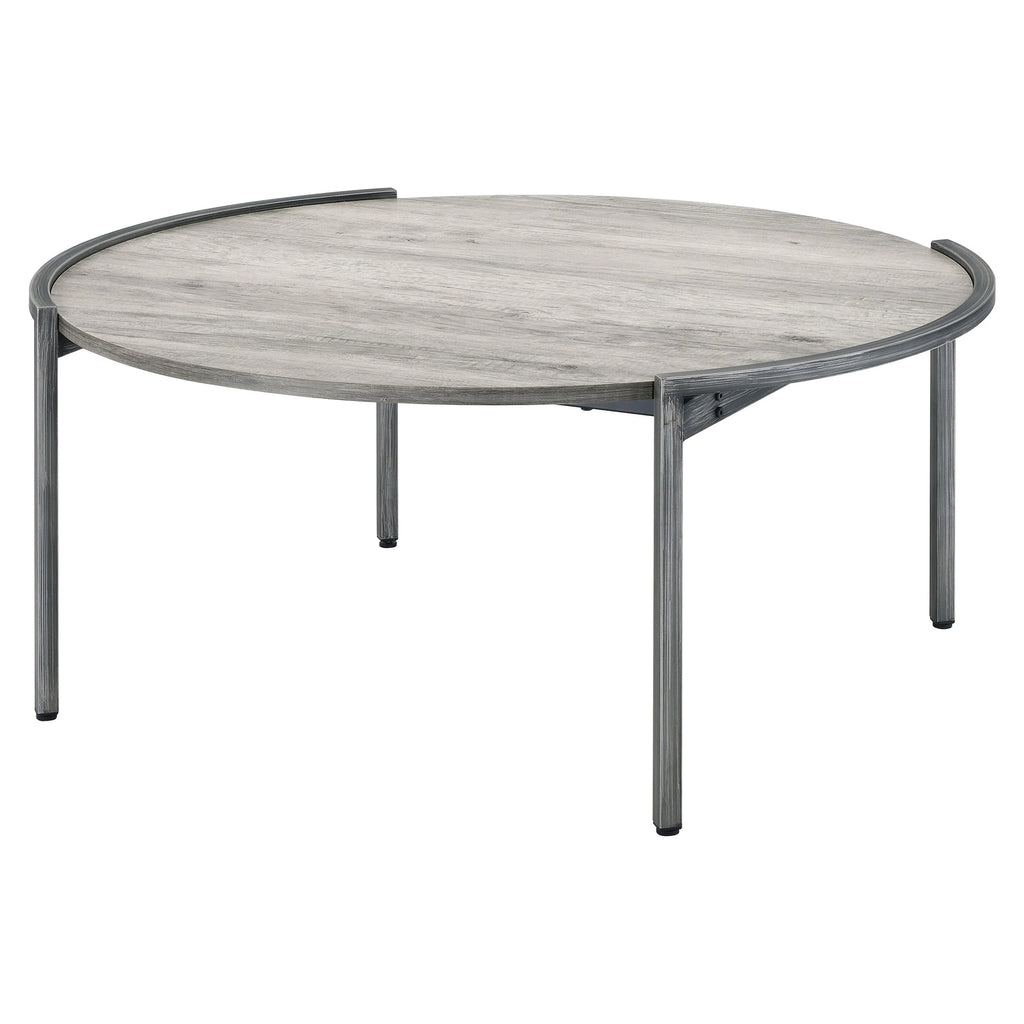 Light Grey 37-inch Steel Round Coffee Table W78951