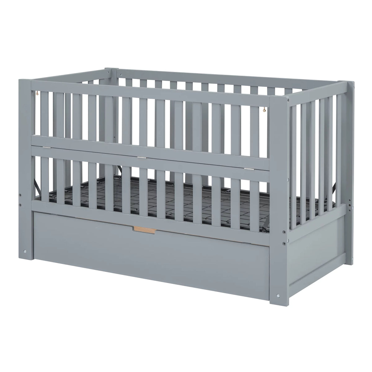 Convertible Crib with Drawer and 3 Adjustable Heights, Gray Q231