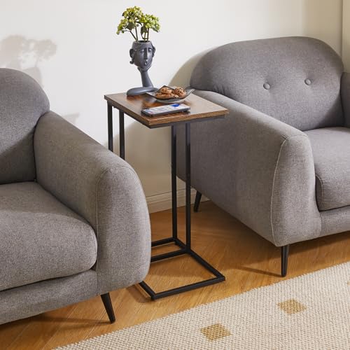 C Shaped Faux Marble Side Table Set of 2 V82309
