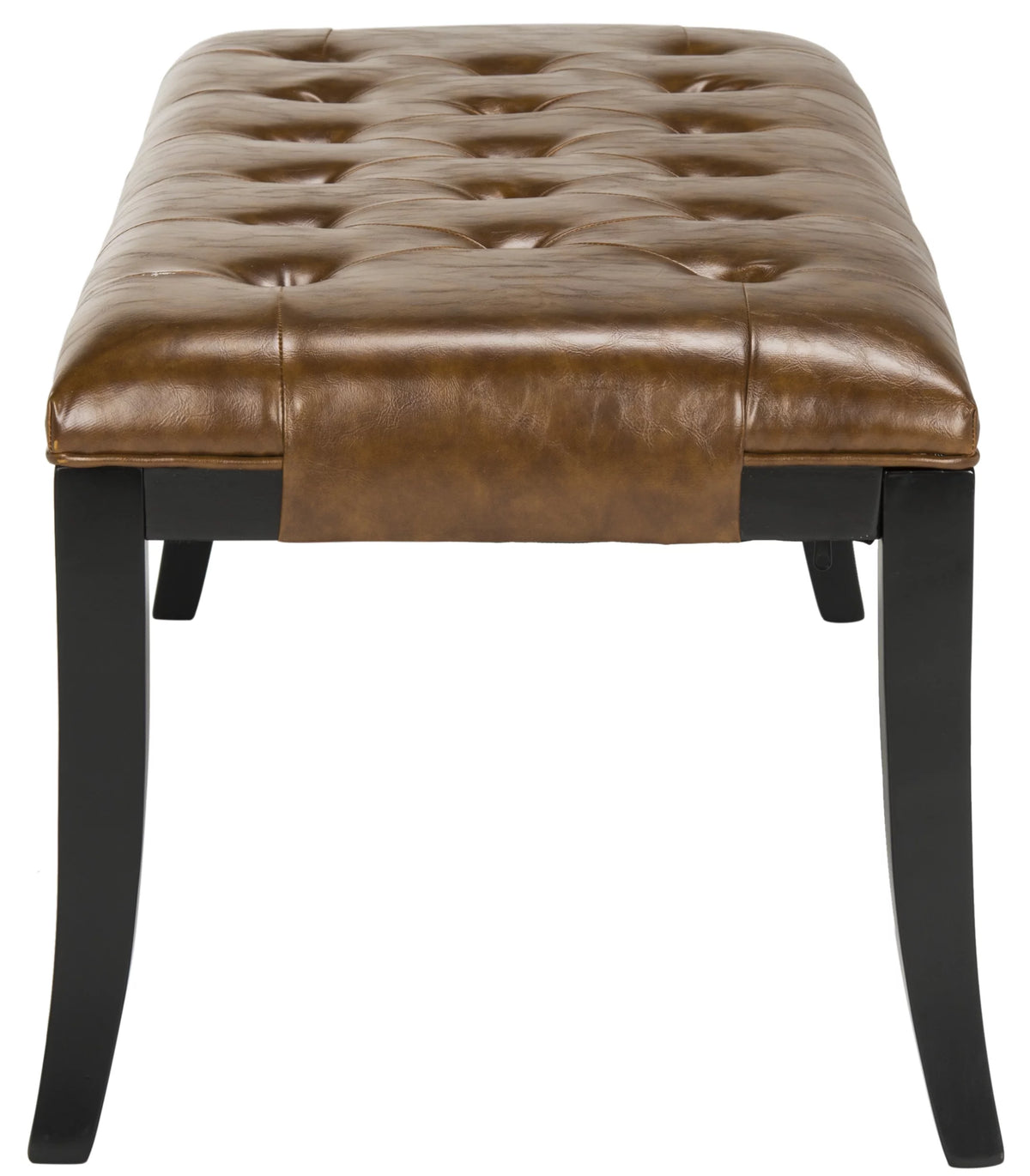 Rustic Curved Leather Tufted Bench V73333