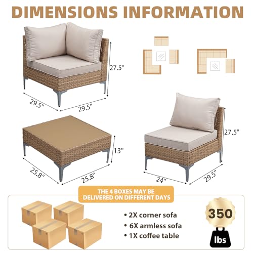 7 Piece Wicker Patio Furniture Set with Coffee Table N69688