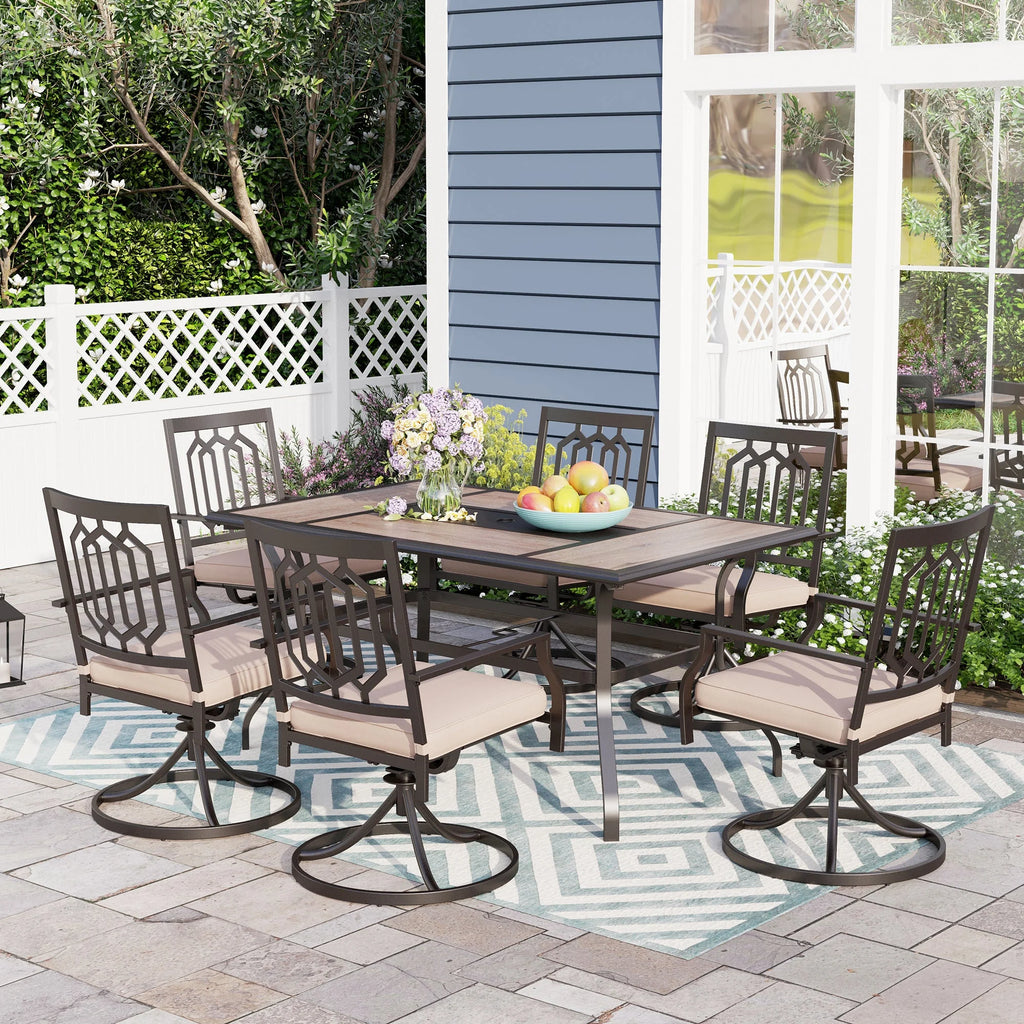 5 Pcs Outdoor Patio Metal Dining Set Swivel Chairs and Square Table Z430552