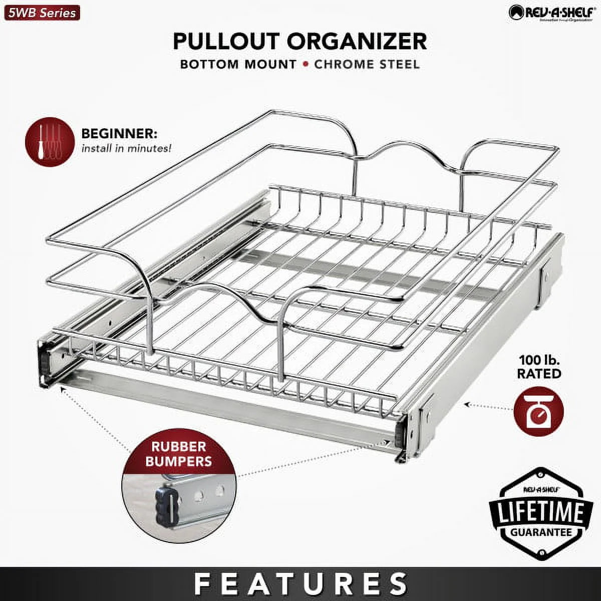 Pull Out Cabinet Shelf Organizer, 15 x 20 In M472