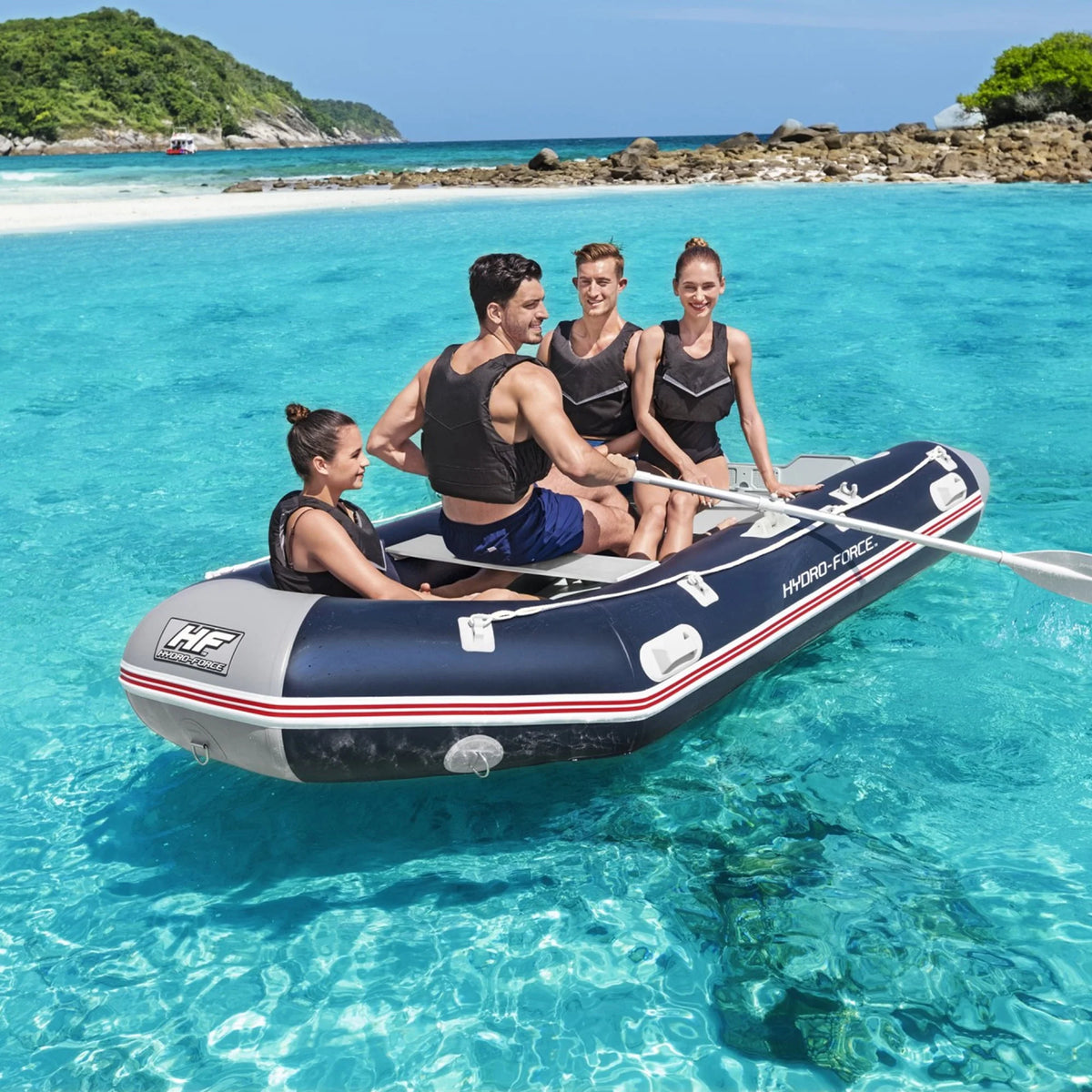 Inflatable 5 Person Water Raft Boat Set D157068