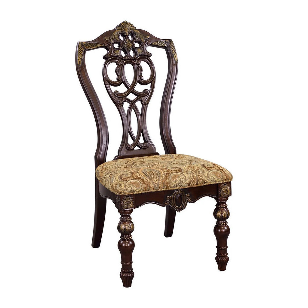 Fabric Upholstered Wooden Side Chair Set of 2 G981