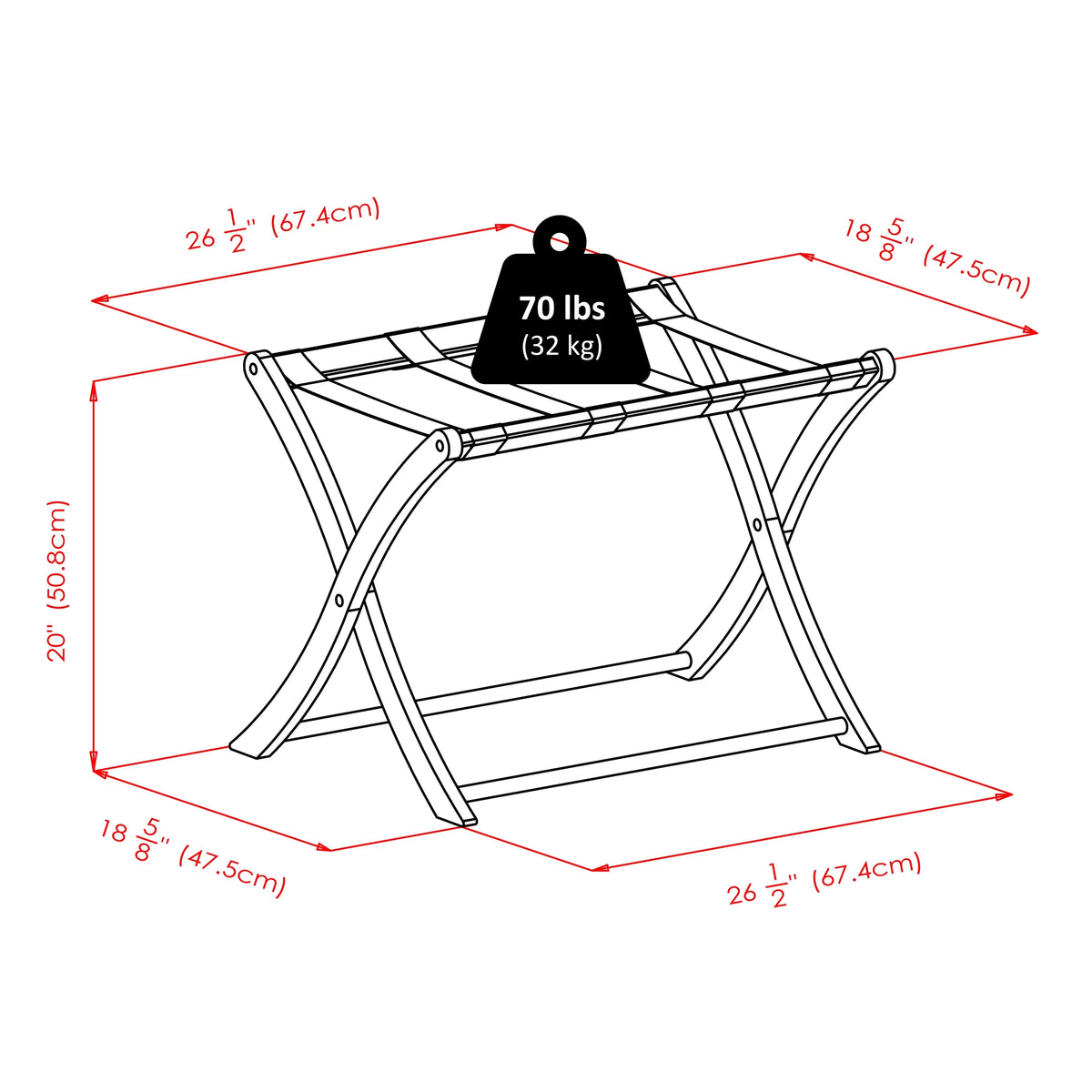 Walnut Wood Luggage Rack T750251