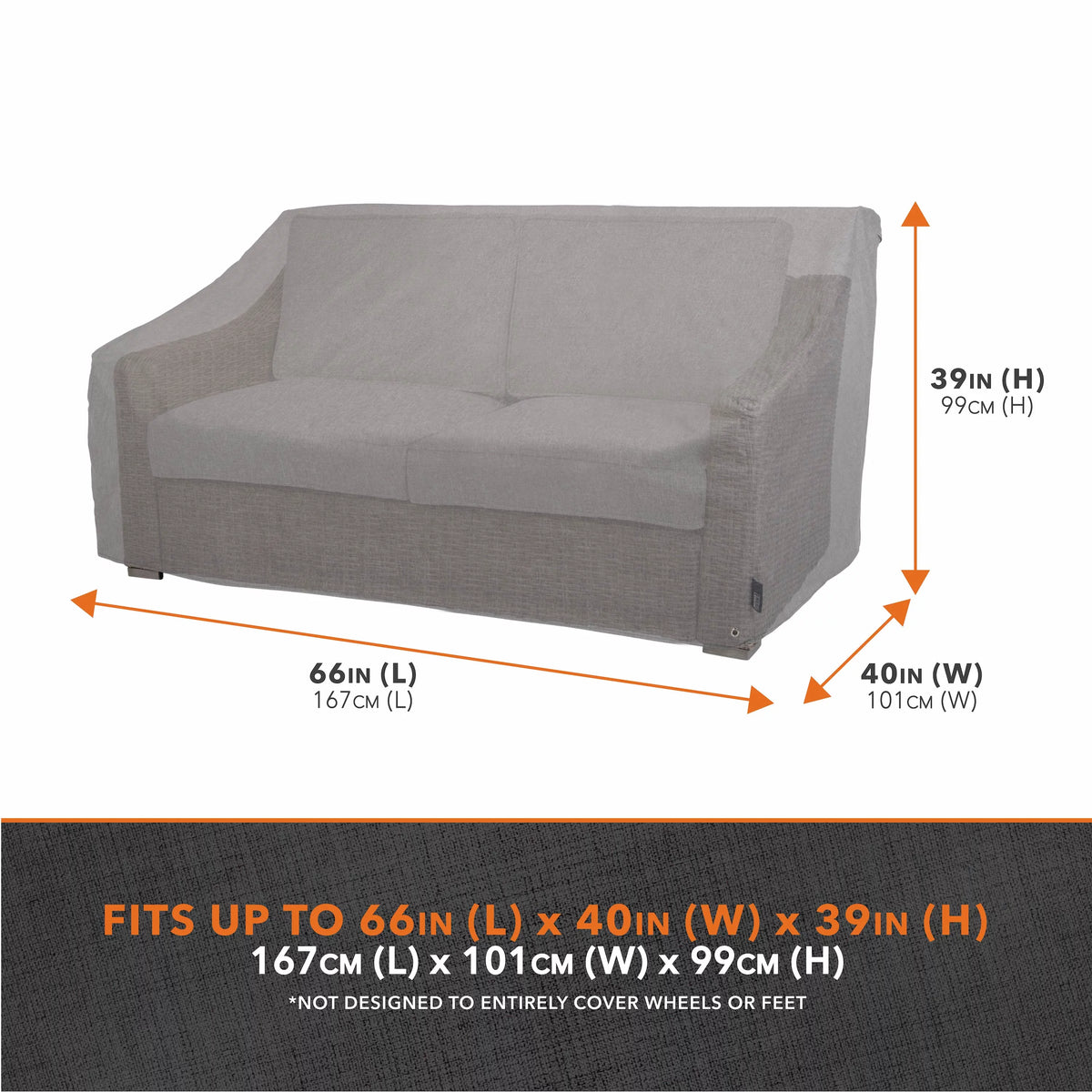 Patio Loveseat Cover, Waterproof, 66"L x 40"W x 39"H, 2-Pack, Granite Gray L9805