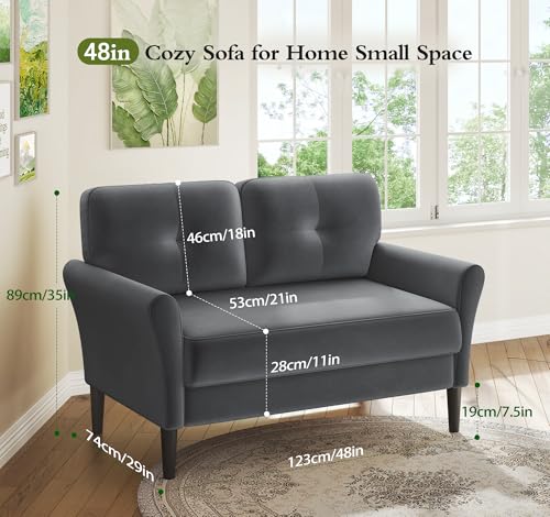 Dark Blue Velvet Loveseat Sofa N671
