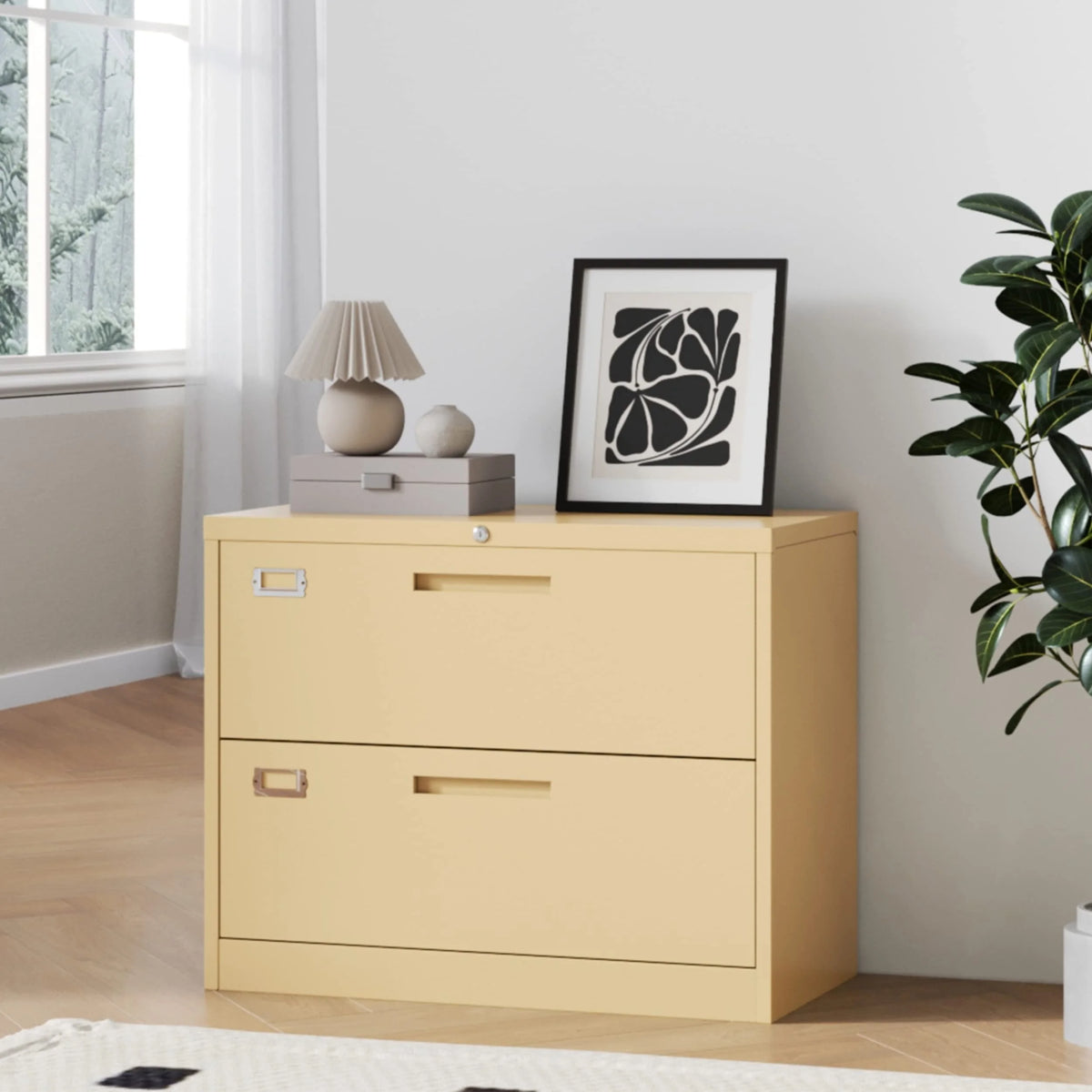 2 Drawer Lateral File Cabinet With Lock Black P65490
