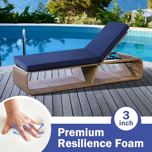 Waterproof Outdoor Chaise Lounge Cushion with Ties M225484