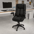 Black LeatherSoft Executive Swivel Ergonomic Office Chair with Flip-Up Arms K358