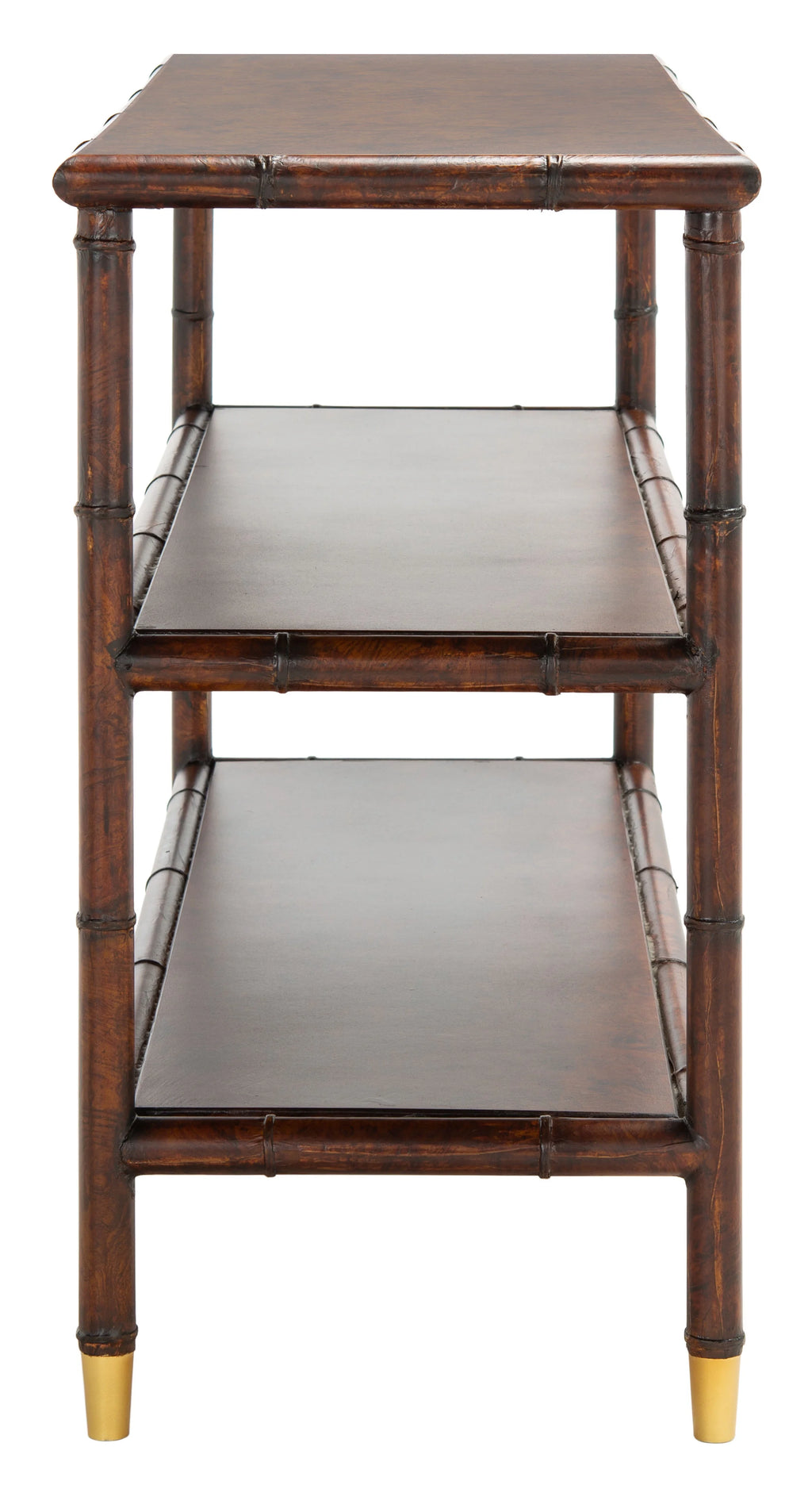 Dark Brown Gold Wood Console Table with Shelf C402823