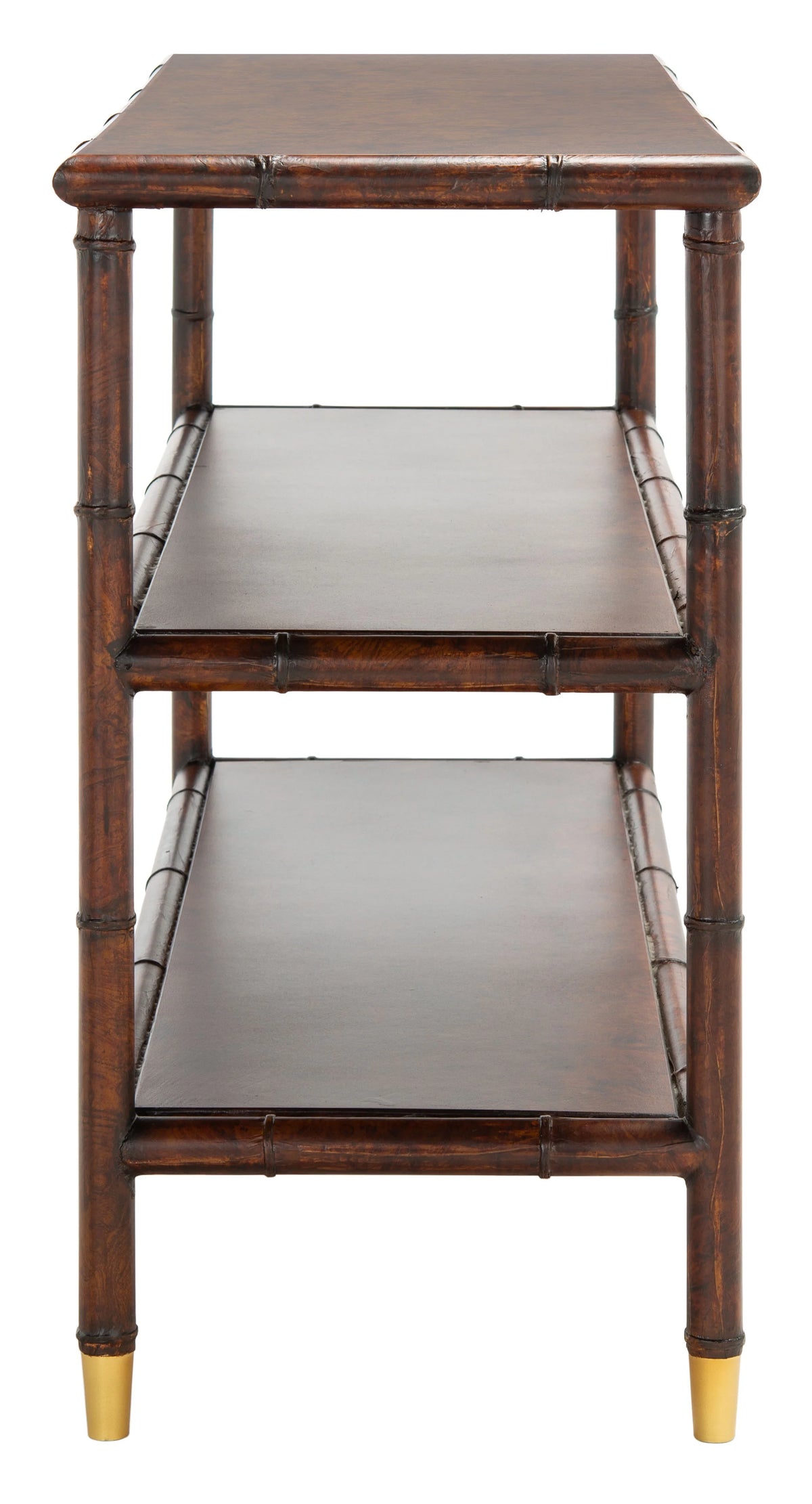Dark Brown Gold Wood Console Table with Shelf C402823