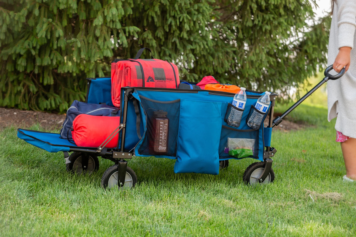 Quad Folding Camp Wagon with Tailgate, Blue Q581