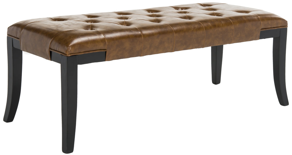 Rustic Curved Leather Tufted Bench V73333