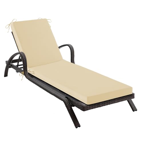 Waterproof Outdoor Chaise Lounge Cushion with Ties M225484