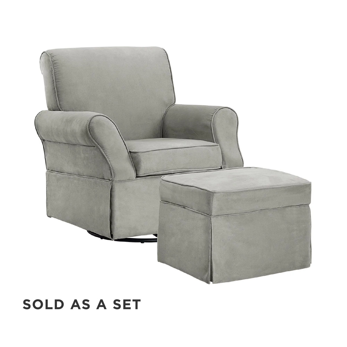 Gray Microfiber Swivel Glider Chair & Ottoman Q150