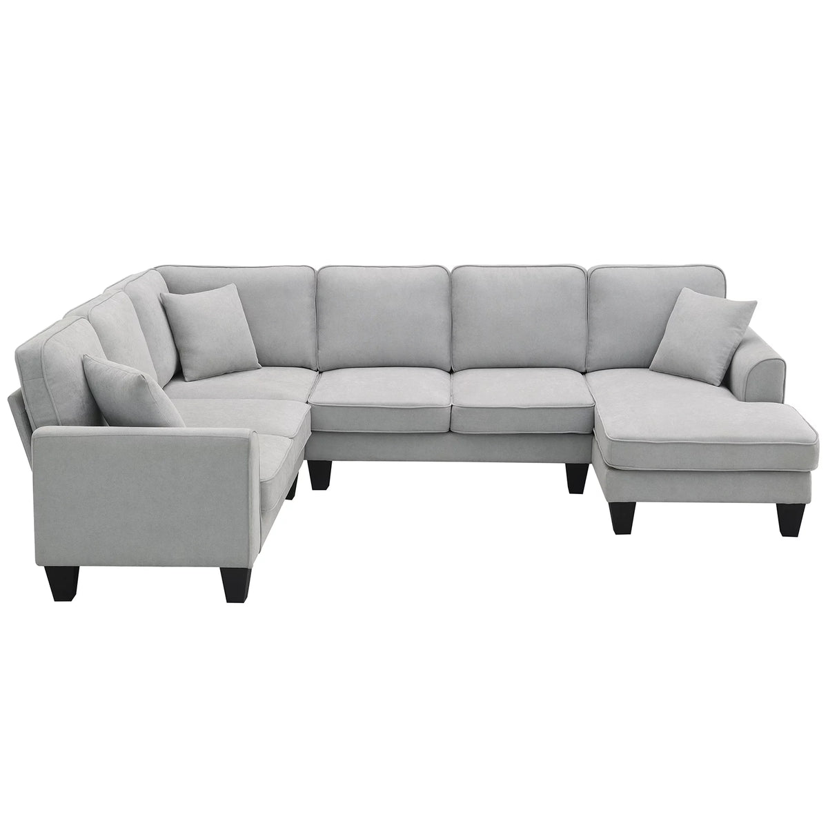 7 Seat Fabric U Shape Sectional Sofa with 3 Pillows G865825