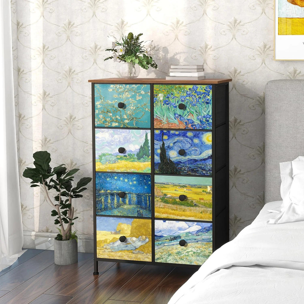 Rustic Brown 8 Drawer Tall Dresser U831