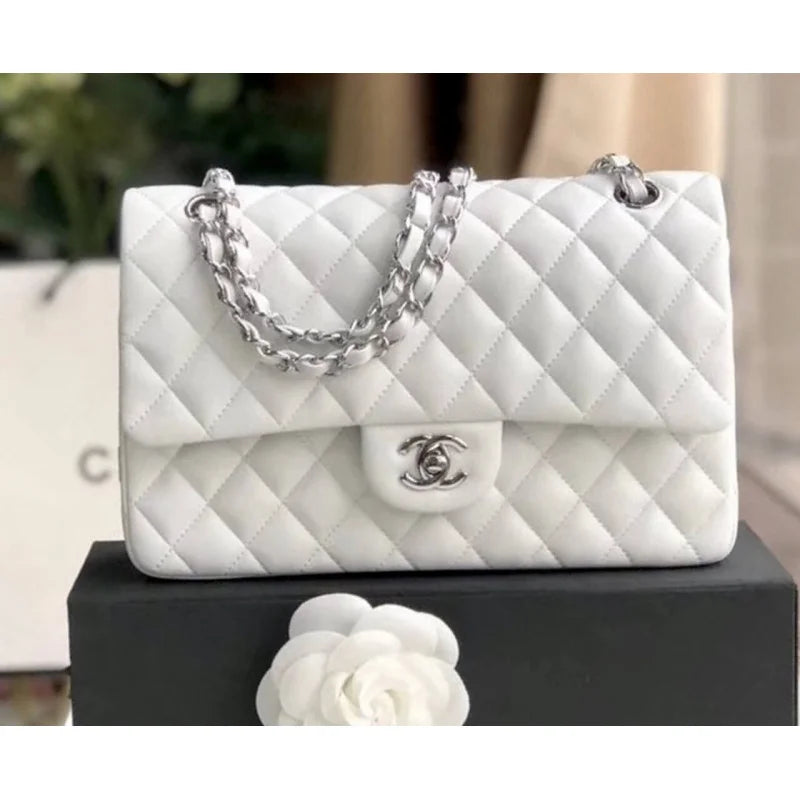 White Lambskin Leather Flap Bag N51860