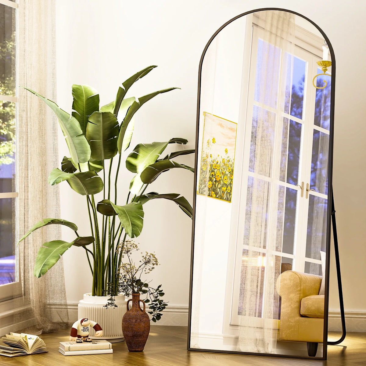 Black Arched Full Length Floor Mirror T931