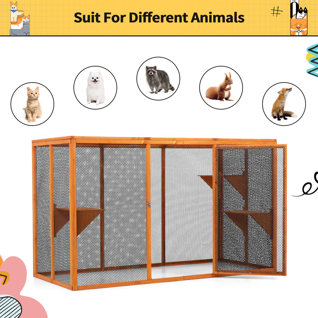 Wood Outdoor Cat House with Platforms F4894