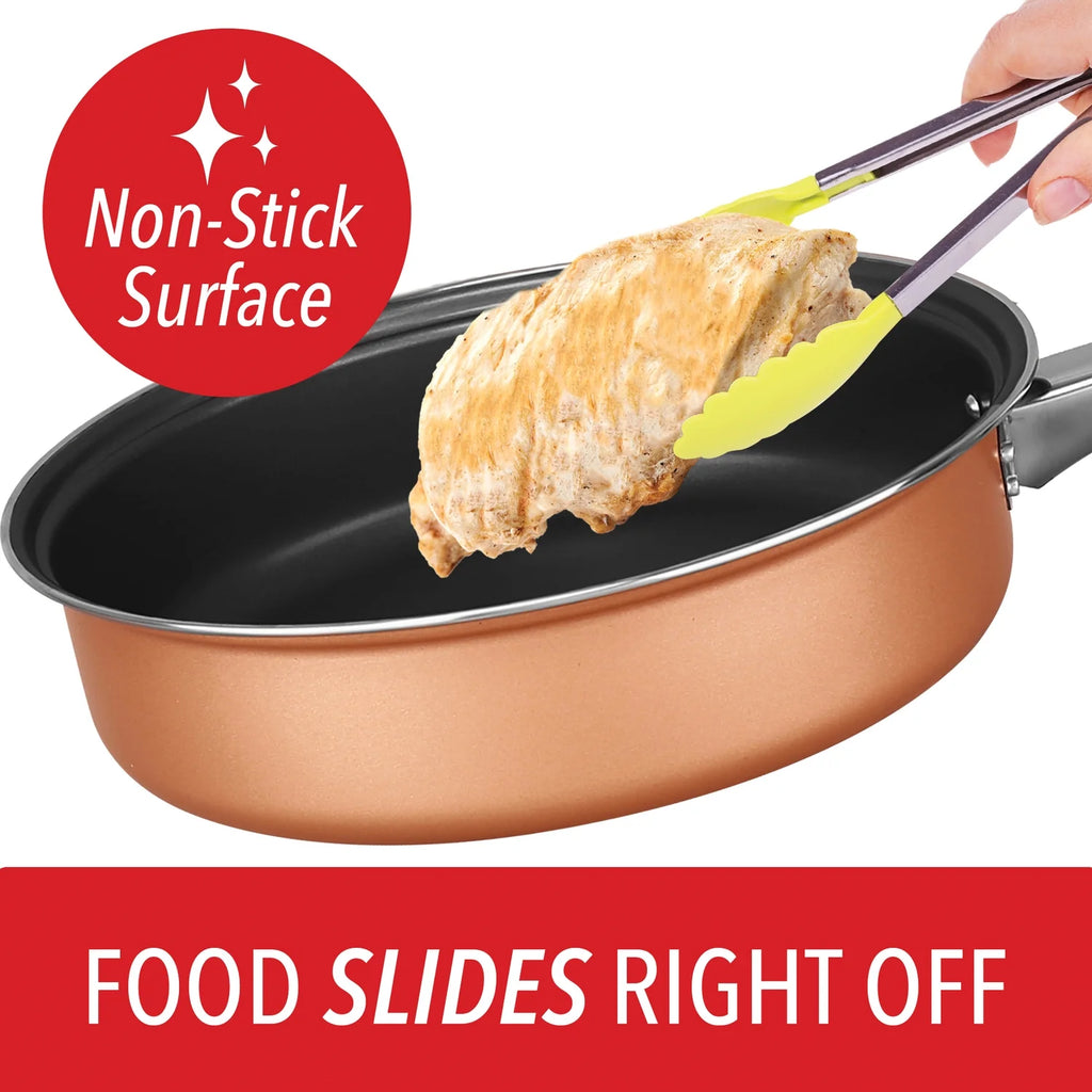 9-Piece Nonstick Copper-Clad Cookware Set with Glass Lids P708