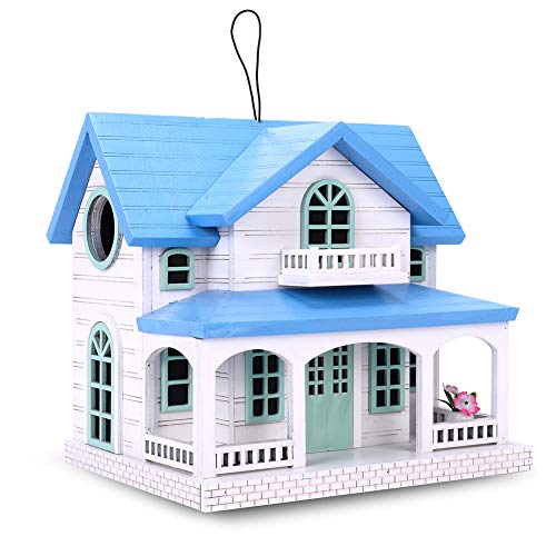 Wooden Birdhouse with Blue Roof Z3023
