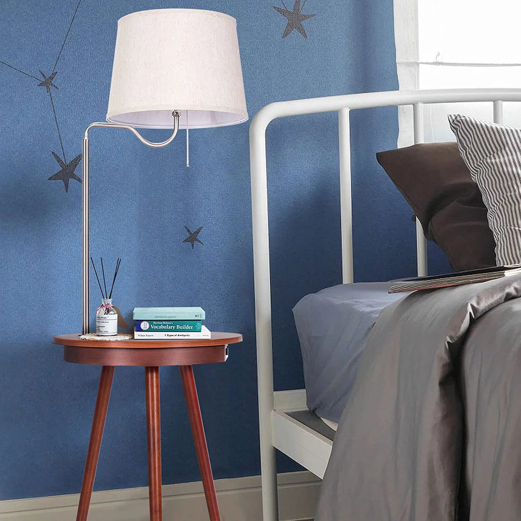 Floor Lamp End Table with USB Charging Port, 120V Socket & Wireless Charger N529216