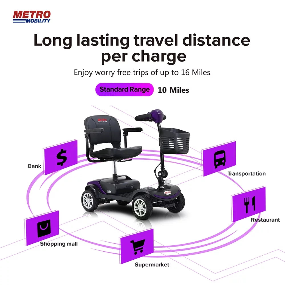 4 Wheel Purple Mobility Scooter with Detachable Basket O75716
