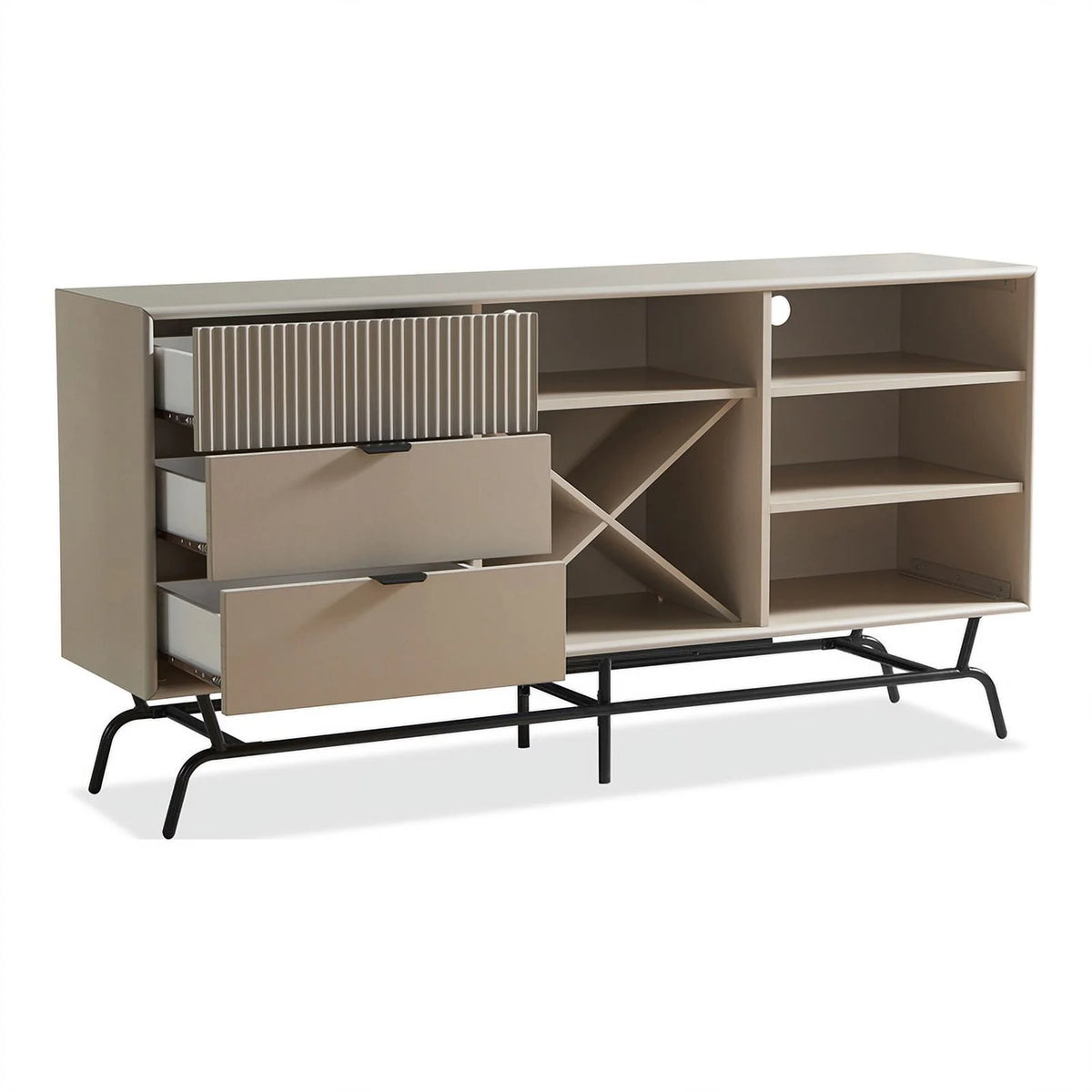 Light Taupe and Black Wood Buffet P363598