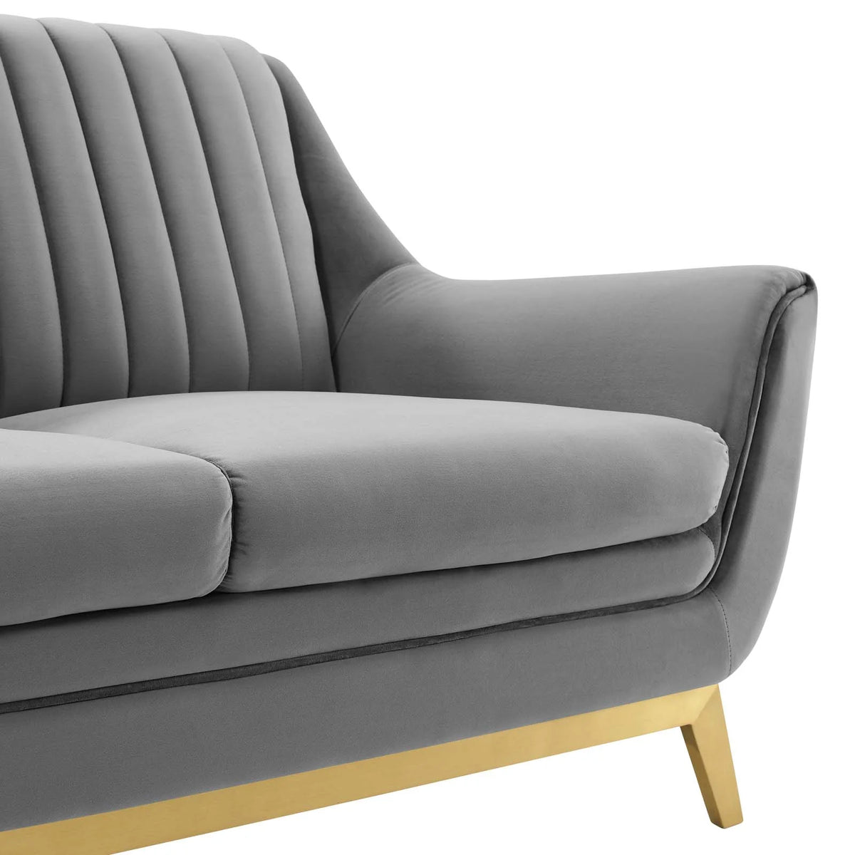 Gray Channel Tufted Performance Velvet Loveseat A3190
