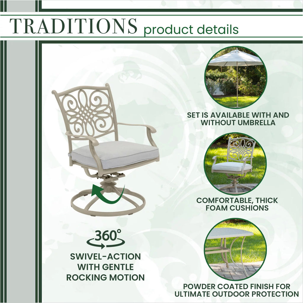 7-Piece Cushioned Swivel Rocker Patio Dining Set with Cast Aluminum Table Q3764