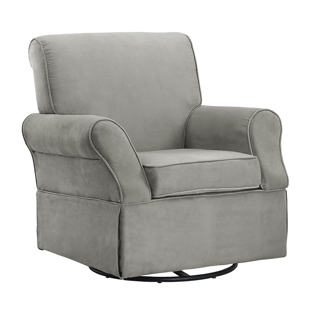 Gray Microfiber Swivel Glider Chair & Ottoman Q150