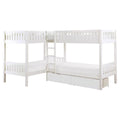 White Wood Corner Bunk Bed with Storage Boxes V929