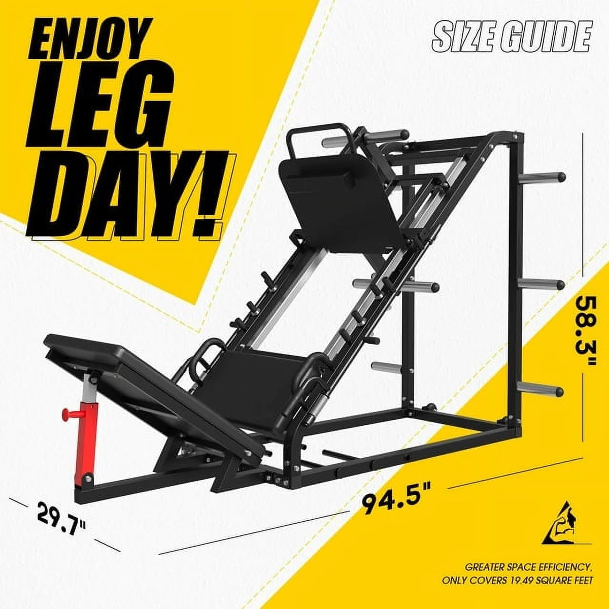 Leg Press Machine with Calf Block, 1500LBS Adjustable F842505