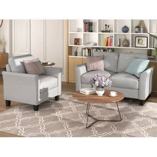 Light Gray Linen Fabric Sofa Set G68638