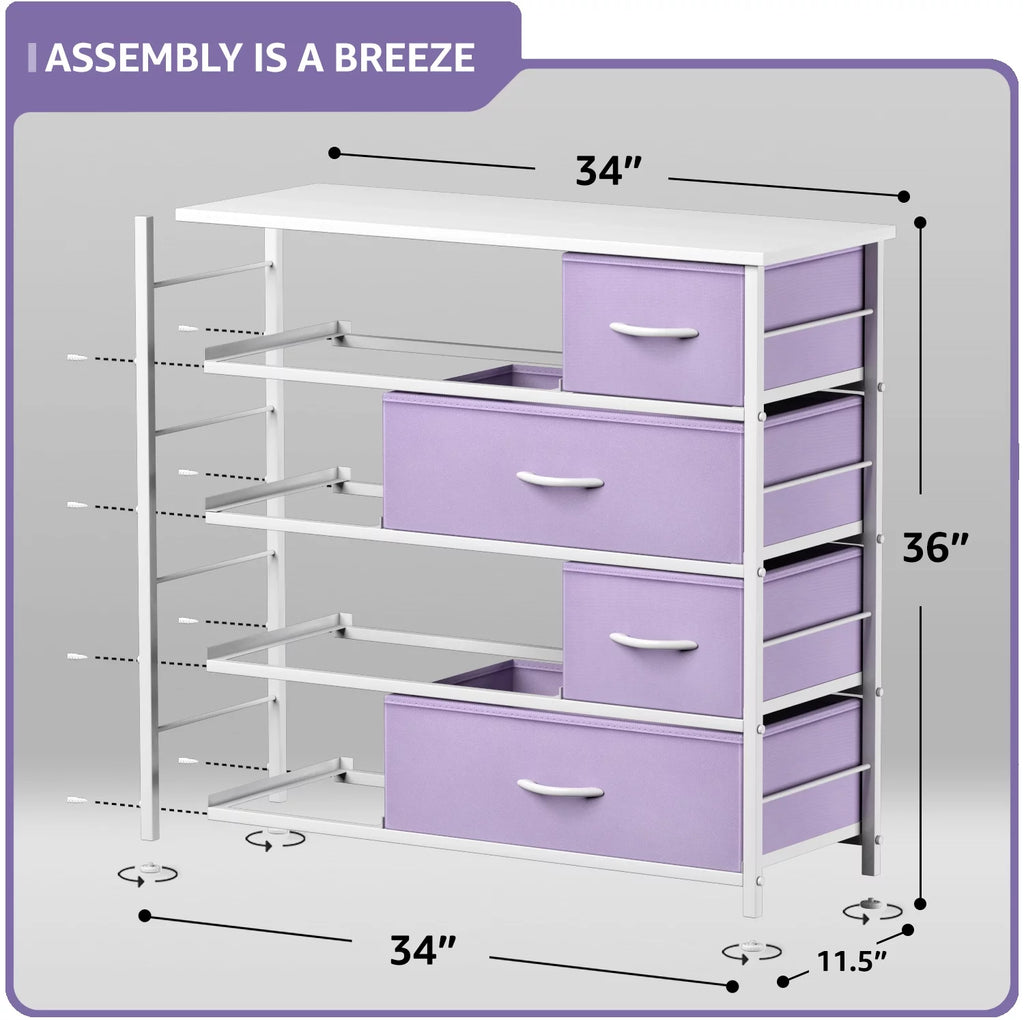 8 Drawer Fabric Dresser with Wood Top D88158
