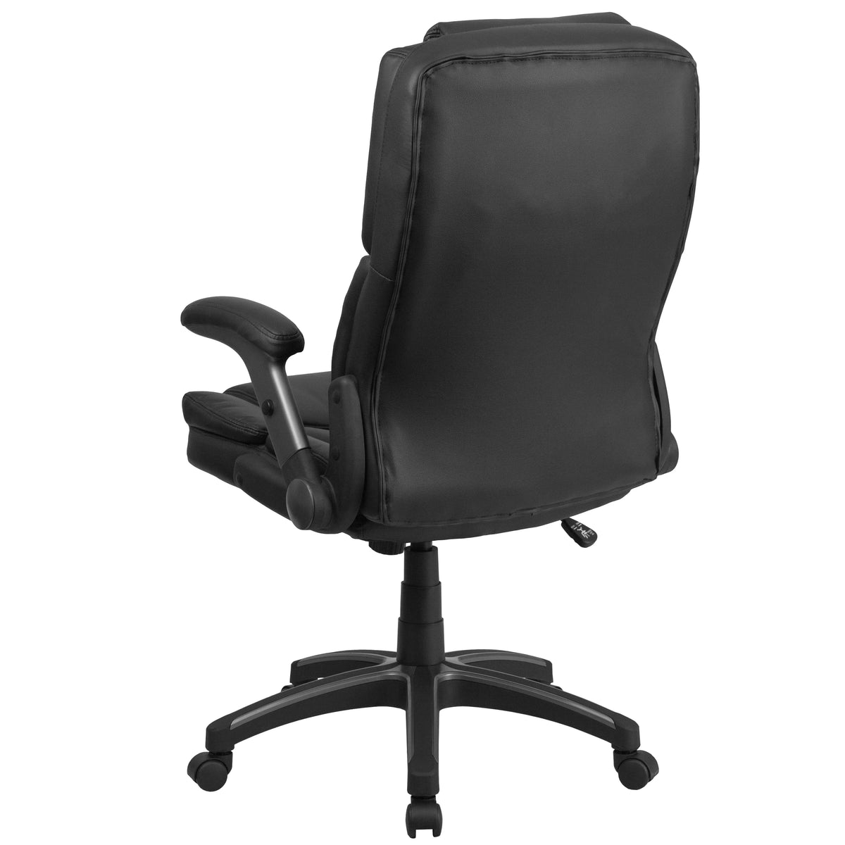 Black LeatherSoft Executive Swivel Ergonomic Office Chair with Flip-Up Arms K358