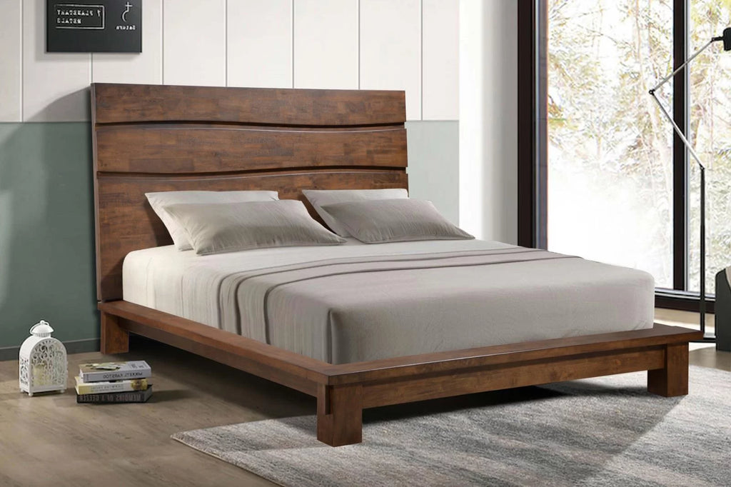 Queen Platform Bed in Dark Brown F517874