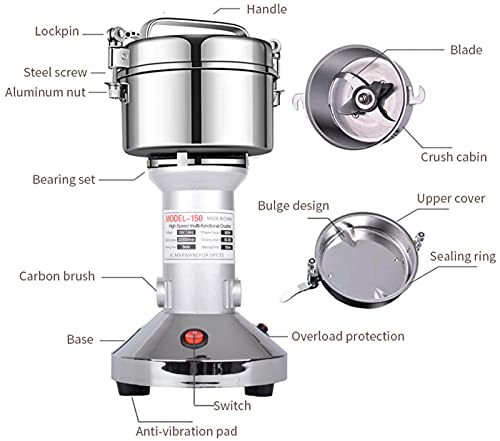 750g High Speed Electric Stainless Steel Grain Mill Grinder C391