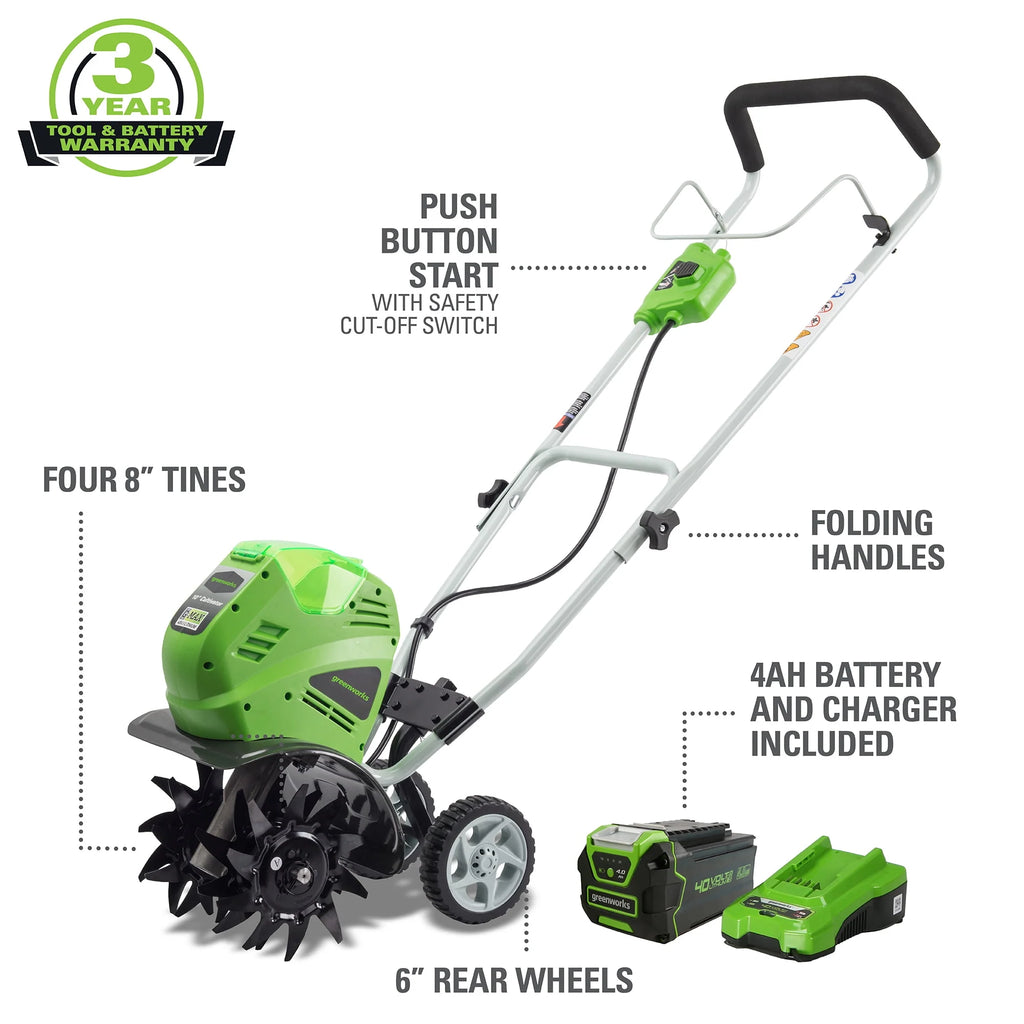 40V 10-inch Cordless Cultivator/Tiller with Battery and Charger S581