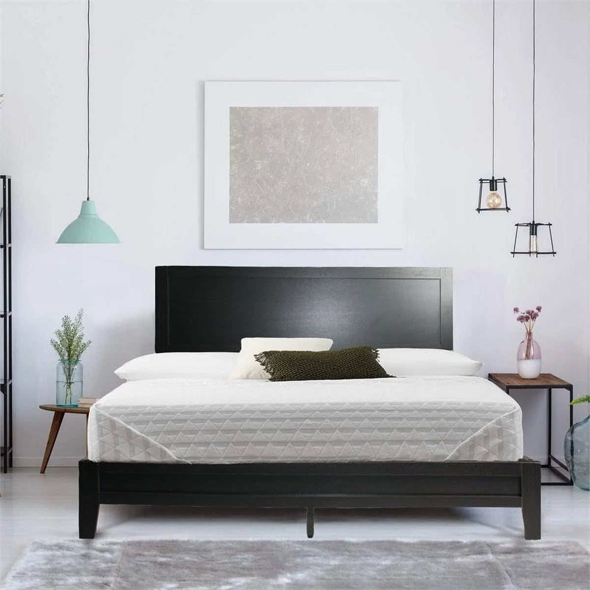 Black Wood Queen Platform Bed H442250