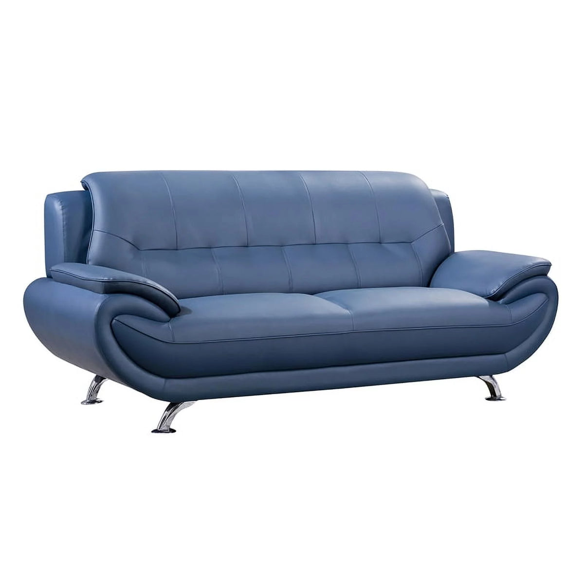 Blue Faux Leather Sofa H168