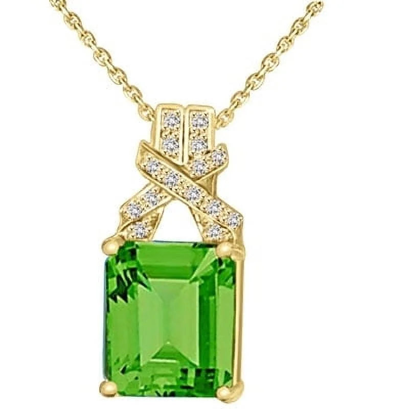 Synthetic Emerald Cut Pendant with Diamonds H70570