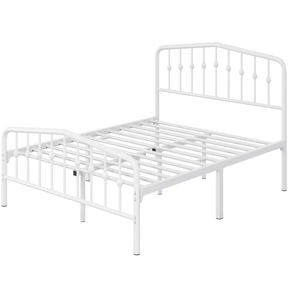 Queen Black Metal Platform Bed with Arched Headboard X7266