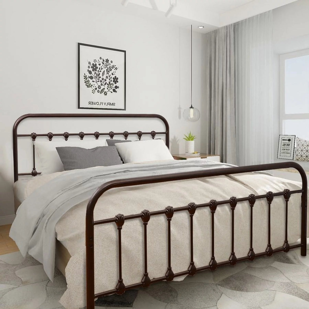 Full/Queen Platform Metal Bed Frame X259327