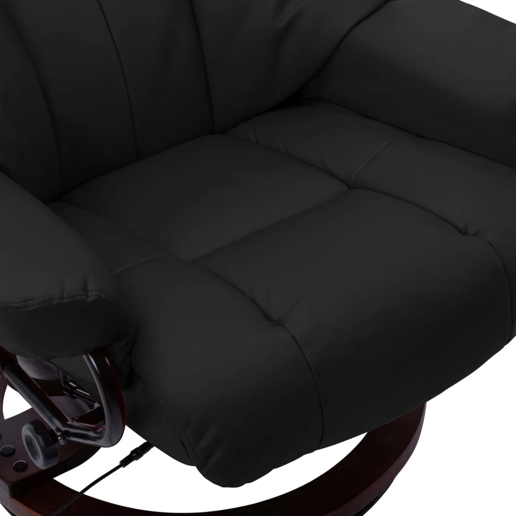 Black Faux Leather Massage Recliner with Ottoman S97131